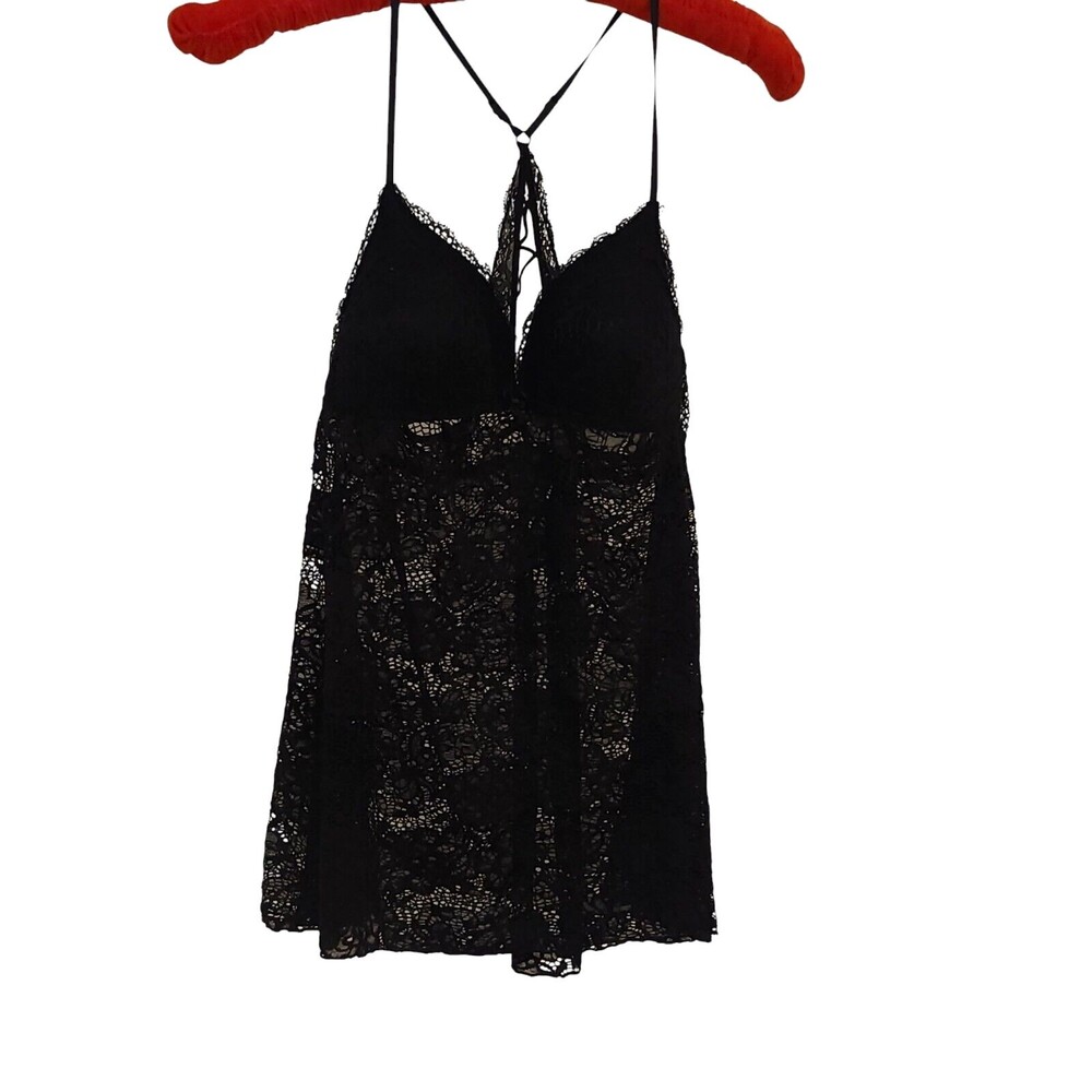 Linea Donatella Black Lace Babydoll Racerback Romantic Size  X-Large